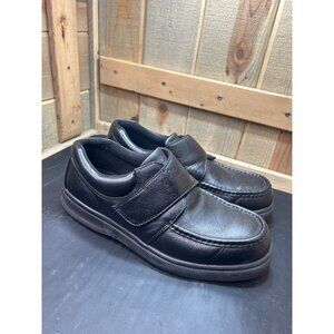 Mens Hush Puppies Black Leather Comfort Curve Slip-On Shoes 12 Extra Wide